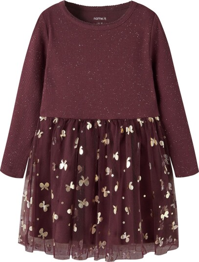 Name It Kjole - Rib - Tyll - NmfRosally - Catawba Grape - Name It - 1½ år (86) - Kjole - Lilla