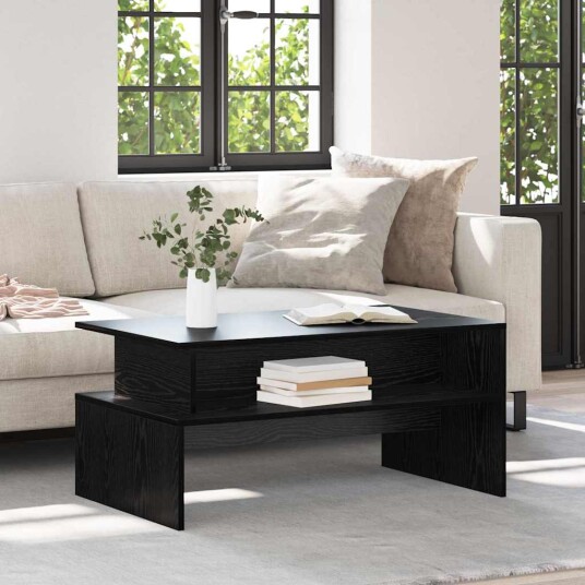 Kaffebord med hylle Annet Svart eik 90 x 55 x 42.5 cm Konstruert tre Kaffebord med hylle Annet Svart eik 90 x 55 x 42.5 cm Konstruert tre