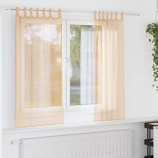 Voile gardiner med stanglommer 2 stk sand 8721158552334