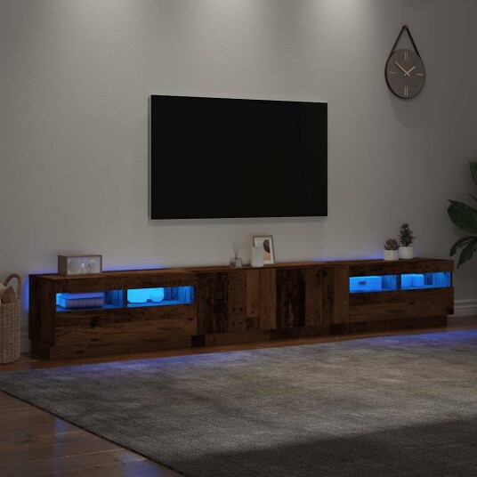 TV-benk med LED-lys gammelt tre 260x35x40 cm konstruert tre 8721158760616 TV-benk med LED-lys gammelt tre 260x35x40 cm konstruert tre 8721158760616