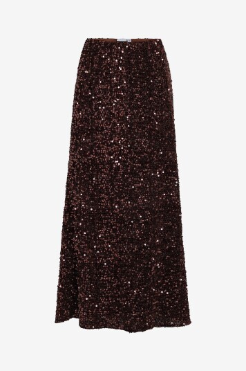 Vila Maxi skjørt viBelieve HW Ankle Sequins Skirt/pt Natur