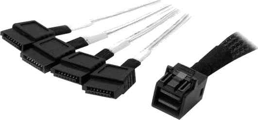 StarTech 1m SFF-8643 til 4x SATA Kabel - Mini SAS - Svart/Sølv StarTech 1m SFF-8643 til 4x SATA Kabel - Mini SAS - Svart/Sølv