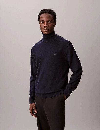 Calvin Klein Ls Merino Mock Neck Swtr 14Gg Navy XL