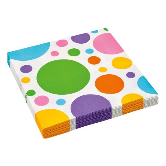 Servietter Dots Rainbow 20 pakning