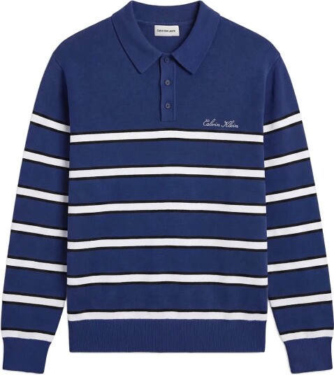 Calvin Klein Jeans Ls Cotton Stripe Polo 12Gg Blue XS