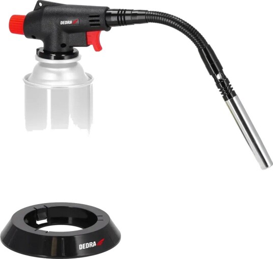 Dedra 31A034 Gassbrenner med PIEZO-tenning 3 kW, fleksibel kobberdyse, 23 cm Sølv