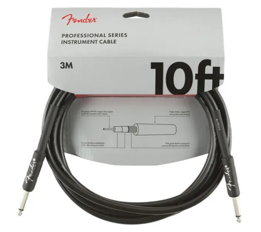 Fender Pro Instrumentkabel 3m Svart Straight/straight, 10' Fender Pro Instrumentkabel 3m Svart Straight/straight, 10'