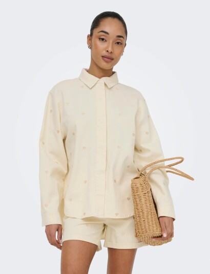 ONLY Onlvera Ls Heart Dnm Shirt Gua Cream XS ONLY Onlvera Ls Heart Dnm Shirt Gua Cream XS