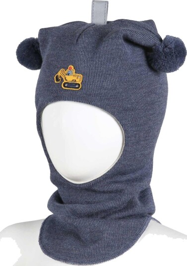 Kivat Balaclava i Ull Gravemaskin Blue Melange 3 (5-8år)
