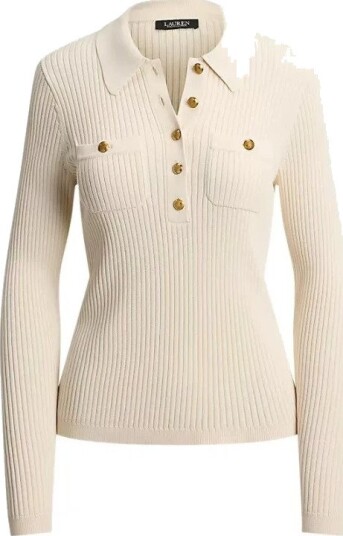 Lauren Ralph Lauren Matte Rayon Nylon Ls Sweater Cream XS