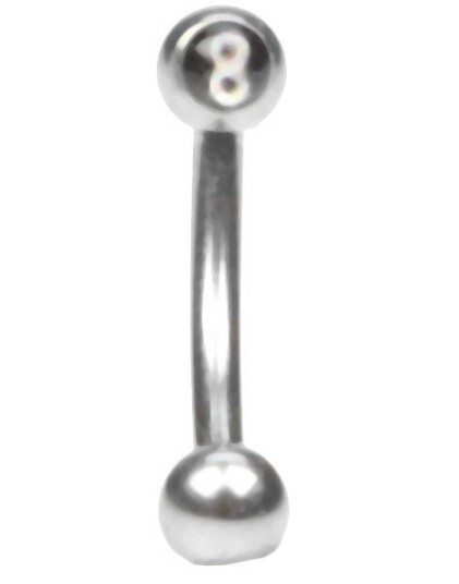 Utgått Eight Ball Øyenbrynspiercing 8 x 12 mm med 3 mm kule