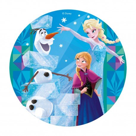 Kakebilde Wafer Frost Elsa Anna Og Olaf Ø20cm 