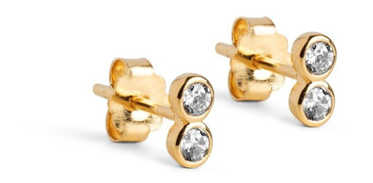 Enamel Twin CZ Øredobber 18 kt. Gullforgylt sølv E379G - Dame