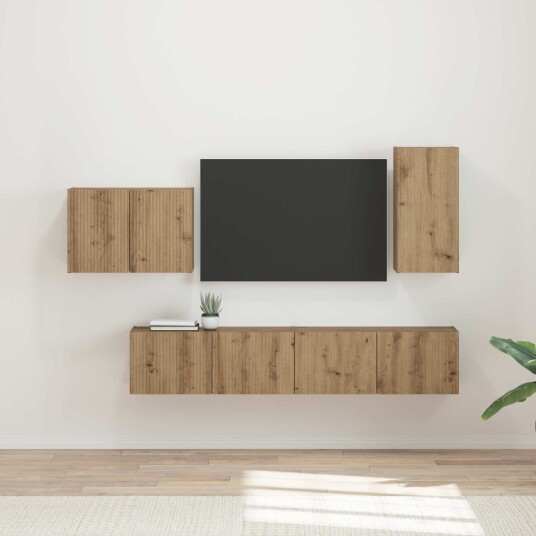 TV vegghyllesett Veggmontert 4 pcs Artisan Eik Konstruert tre