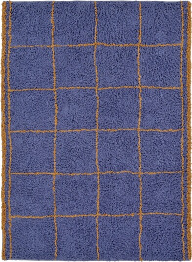 Ryetepper Lana Natural Cotton Shaggy blå/gul Størrelse: 80 x 150 cm