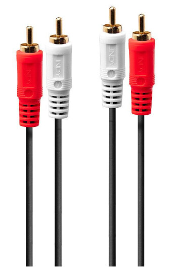LINDY 35664 audio cable 10 m 2 x RCA Red White Factory Sealed
