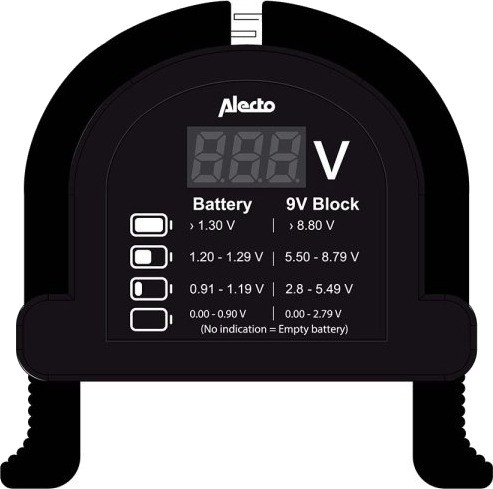 Alecto BTT-2 Universell Batteritester for AA, AAA, C, D og 9V
