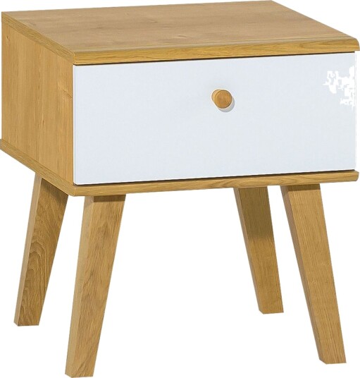 Nature Nattbord 40 cm med Oppbevaring Hvit/Eik - Tre/natur