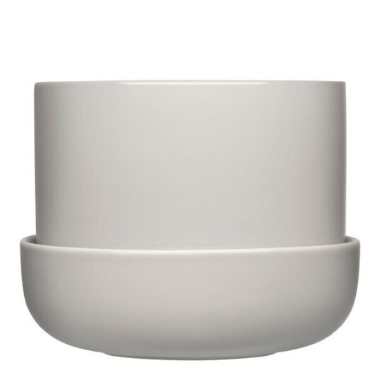 iittala Nappula blomsterpotte med fat 17x13 cm lysgrå iittala Nappula blomsterpotte med fat 17x13 cm lysgrå