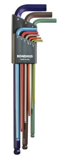 Bondhus For Unbrakonøkler 1,5 - 10 Bondhus - Veldig Lang, Med Kule, Farge [9 Stk]