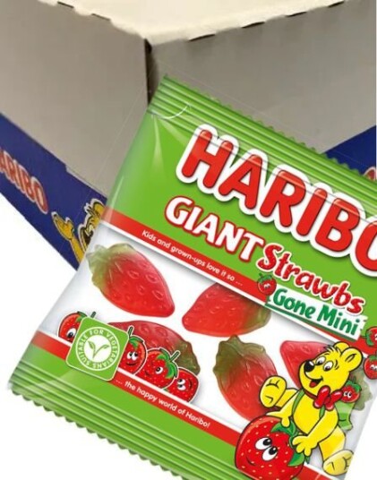 100 stk Haribo Giant Strawbs Gone Mini   Hel Eske 1600 gram