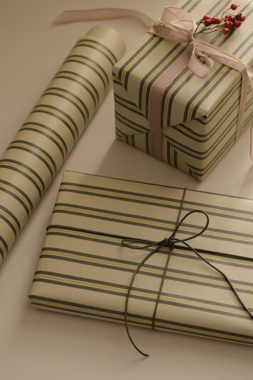Ellos Home - Gavepapir Polka Small Stripe 7 meter - Grønn
