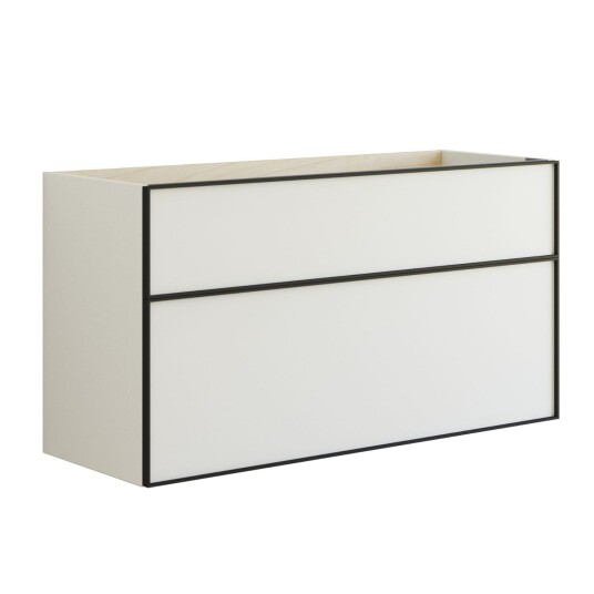 Dansani Inzo Alu-ramme Svart Underskap 2 Skuff Hvit Matt / 120cm