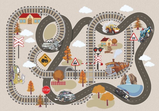 Barneteppe Autumn Town Størrelse: 160 x 230 cm