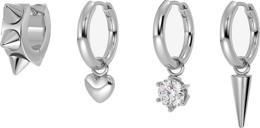 Edblad   Øredobber Peak Hoops One Heart Steel Set   Sølv
