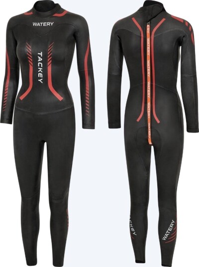 Watery våtdrakt til damer - Tackey Elite - Svart/rød - Våtdrakt triathlon