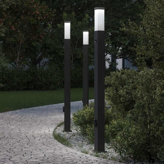vidaXL Pullertlamper med sensor og stikkontakt 3 stk 110 cm svart IP44