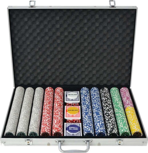 vidaXL Pokersett med 1000 Lasersjetonger Aluminium