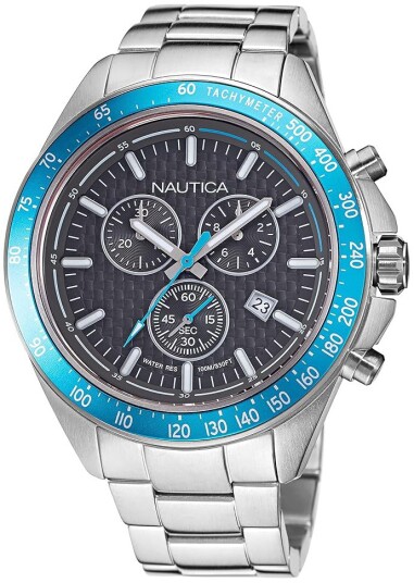 Nautica Herreklokke NAPOBF119 Ocean Beach Sort/Stål Ø46 mm