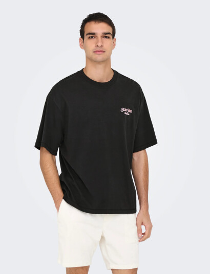 ONLY & SONS Onsmalik Jims Ovs Ss Tee - Black - L