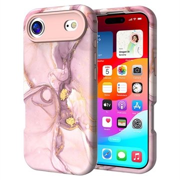 iPhone Air Luksuriøst marmor hybrid deksel   Rosa / Gull