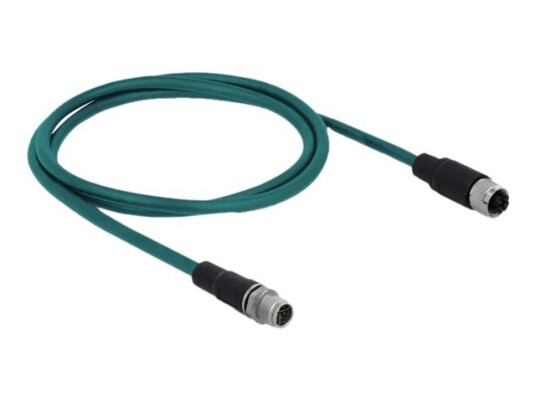 Delock - Koblingskabel - 8 Pin M12-X (Hann) Til 8 Pin M12-X (Hunn) - 1 M - Sftp - Cat 6A - Halogenfri - Vannblå