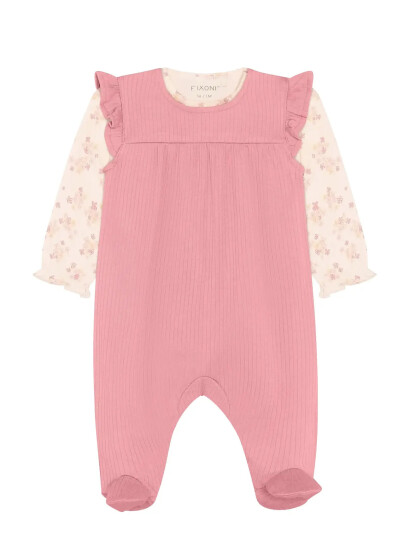 Blå Set W. Body And Romper Rib Pink 74 Blå Set W. Body And Romper Rib Pink 74