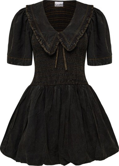 Ganni Smocked Minidress Black 36