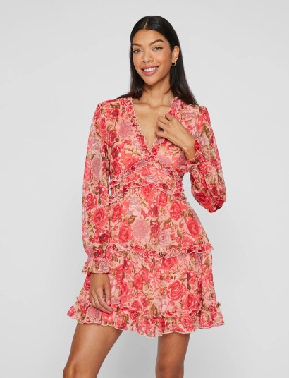 Vila Viemsa L/S Short Dress/Dc/Ka   Red   38