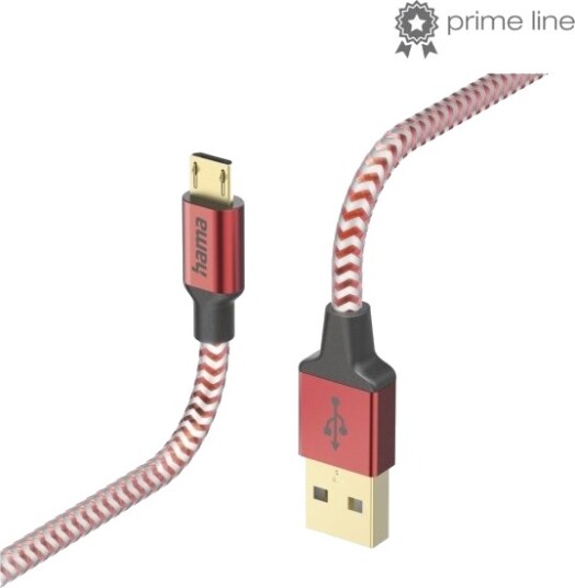 Hama Reflective, 1,5 M, Usb A, Micro-Usb B, Usb 2.0, 0,48 Gbit/S, Rød