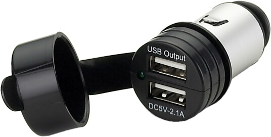 USB lader dobbel kontakt m/sig. støpsel 12 24V USB lader dobbel kontakt m/sig. støpsel 12 24V