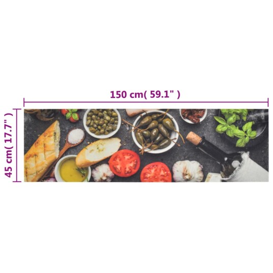 vidaXL Kjøkkenteppe vaskbar vin og mat 45x150 cm fløyel