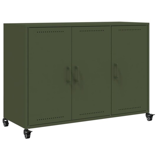 Skjenk olivengrønn 100,5x39x72 cm kaldvalset stål 8721102635670