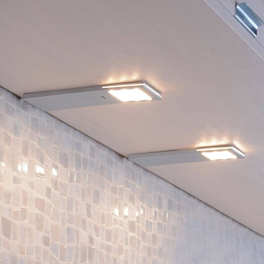 Paul Neuhaus Helena LED møbelbelysning 19 x 7 cm sett med 2 stk sensor metall Aluminium / grå / sink Kjøkken Aluminium Moderne