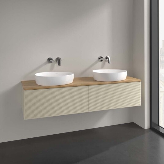 Villeroy & Boch  Antao Servantskap med 2 skuffer 160x50x36 cm u/lys Grå Matt/Eik