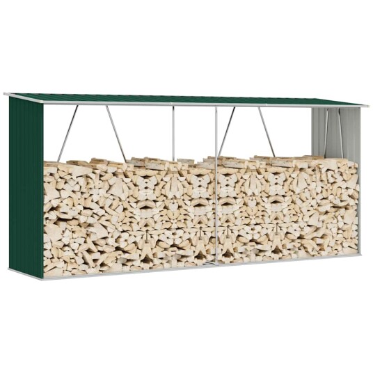 Vedskjul galvanisert stål 330x84x152 cm grønn Vedskjul galvanisert stål 330x84x152 cm grønn
