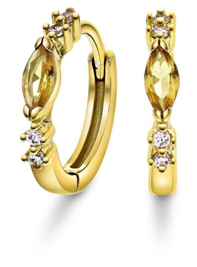 Pan Jewelry Øreringer i forgylt 925 sølv med gyllen zirkonia Pan Jewelry Øreringer i forgylt 925 sølv med gyllen zirkonia