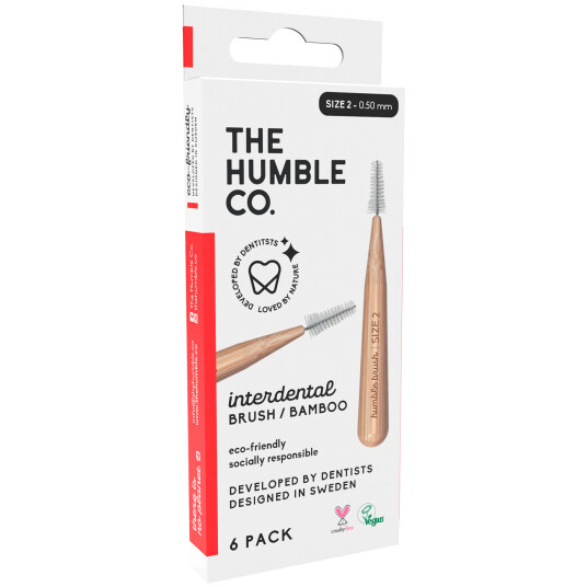 The Humble Co. Bambus Avstandsbørster Størrelse 2 0,5 mm - RØD The Humble Co. Bambus Avstandsbørster Størrelse 2 0,5 mm - RØD