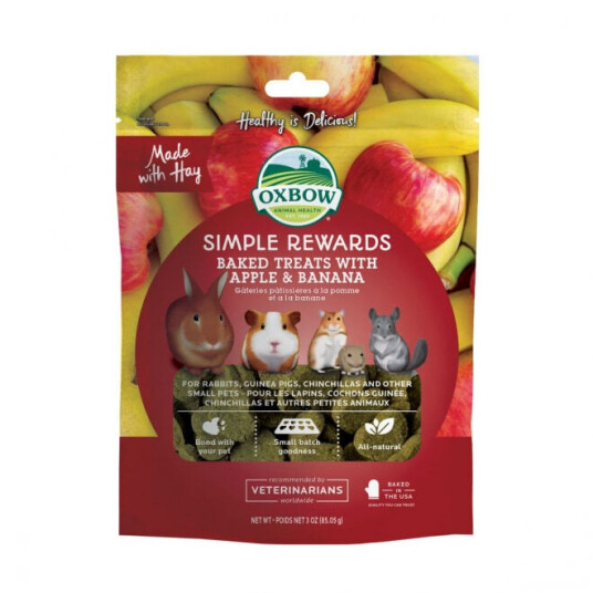 Oxbow Simple Rewards Baked Treats With Apple & Banana 85 G Oxbow Simple Rewards Baked Treats With Apple & Banana 85 G