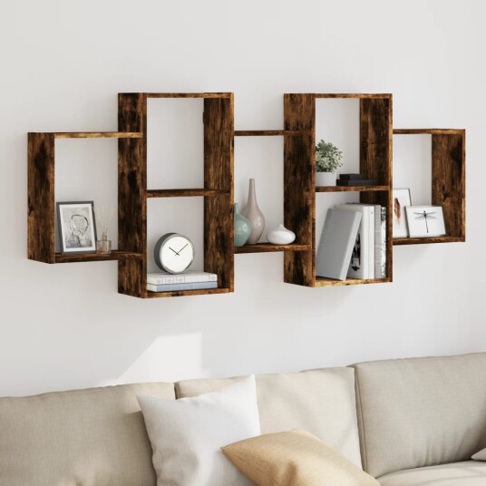  Vegghylle røkt eik 159x18x65 cm konstruert tre 8721158360786